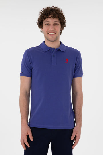 USPA Polo Shirt Men Royal Blue VR212 USPOM315 Single Color Horse US Polo Assn.